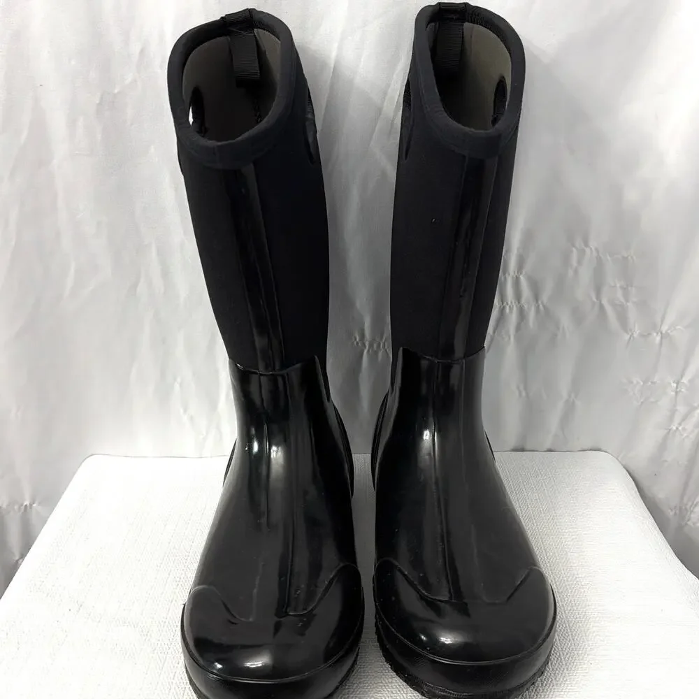Bogs Boots Women's 12 Classic High Handle Rain Black Rubber Neoprene Waterproof